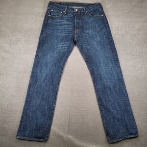 Levi's 501 Mens Straight Leg Blue Denim Jeans Actual Sz 34x31 Button Fly